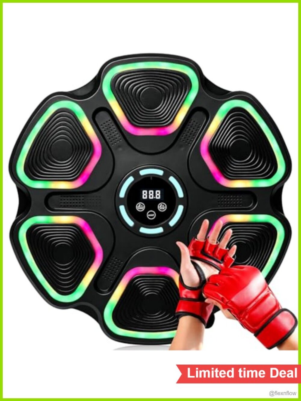 Music Boxing Machine Wall Mounted Punching Trainer with Gloves LED Target 9